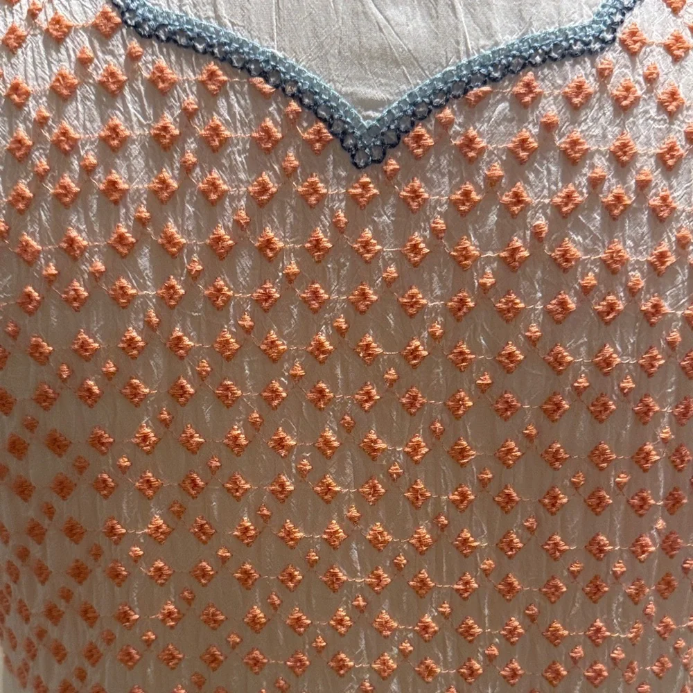 Johnny Was White Embroidered Floral Tunic with Blue and Yellow Accents - Picture 7 of 9